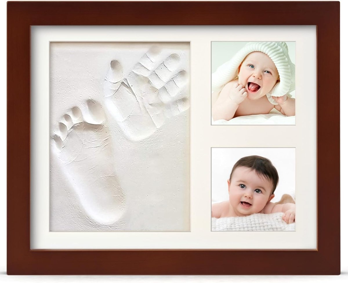 Baby Hand and Footprint Kit,Inkless Baby Handprint Kit with 2 Safe Clean - Touch Ink Pads and a Wooden Baby Picture Frames for Newborn,Baby Gifts for New Parent,Grandparent,Baby Shower - LittleTreasures