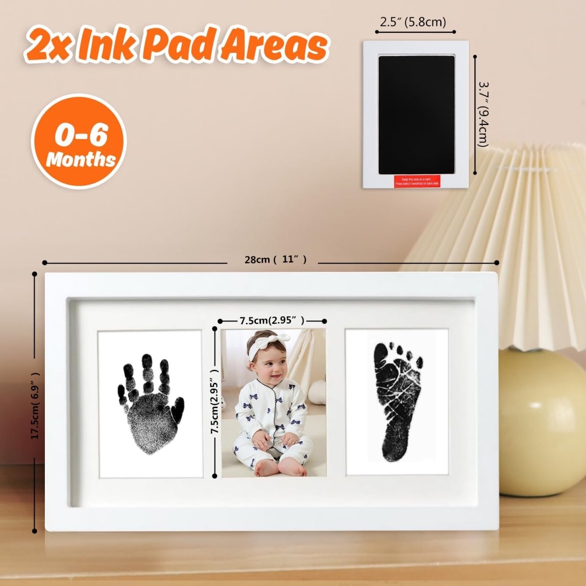 Baby Hand and Footprint Kit,Inkless Baby Handprint Kit with 2 Safe Clean - Touch Ink Pads and a Wooden Baby Picture Frames for Newborn,Baby Gifts for New Parent,Grandparent,Baby Shower - LittleTreasures
