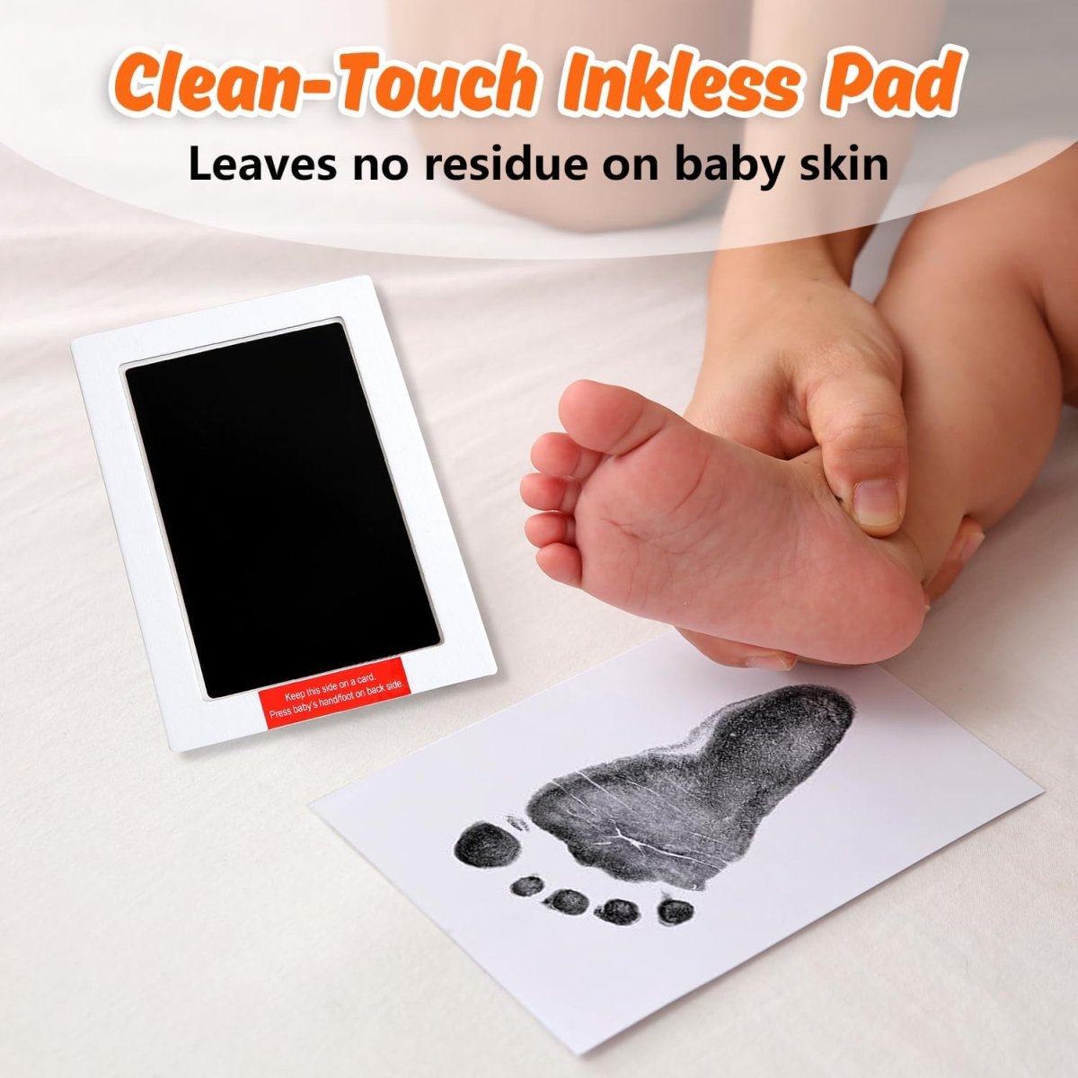 Baby Hand and Footprint Kit,Inkless Baby Handprint Kit with 2 Safe Clean - Touch Ink Pads and a Wooden Baby Picture Frames for Newborn,Baby Gifts for New Parent,Grandparent,Baby Shower - LittleTreasures