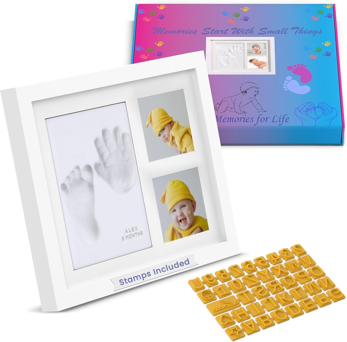 Baby Hand and Footprint Kit/New Mom Gifts/Gender Reveal Gifts/Baby Keepsake Box/Baby Shower Gifts/Clay paw print kit/Dog Paw Print Kit//baby picture frame/new baby gift/new born baby boys gift - LittleTreasures