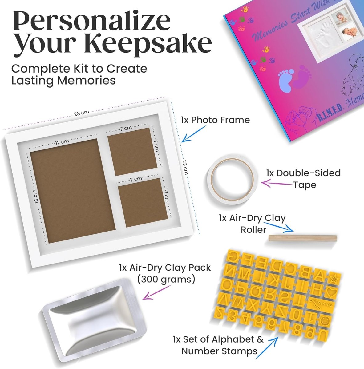 Baby Hand and Footprint Kit/New Mom Gifts/Gender Reveal Gifts/Baby Keepsake Box/Baby Shower Gifts/Clay paw print kit/Dog Paw Print Kit//baby picture frame/new baby gift/new born baby boys gift - LittleTreasures