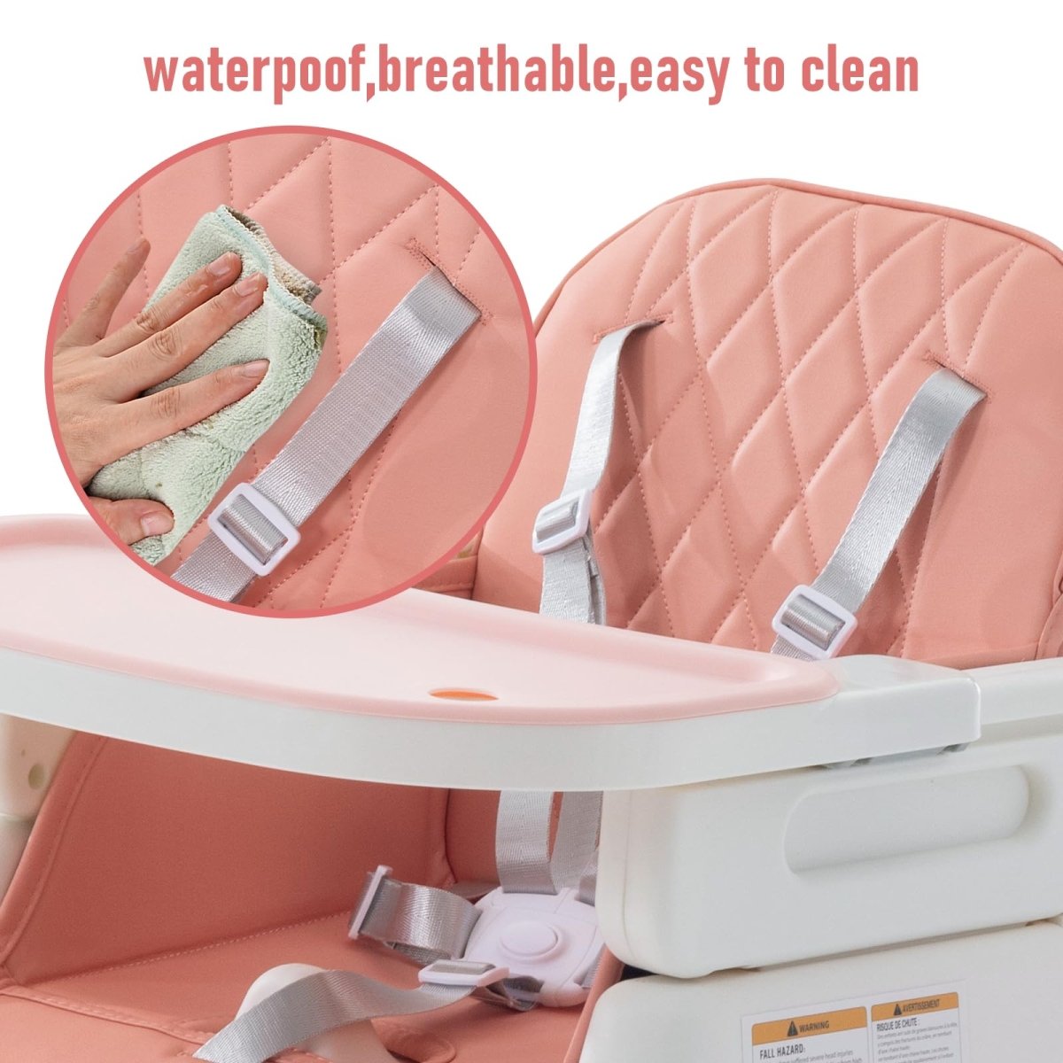 Baby High Chairs, 3 - in - 1 Convertible Baby High Chair, Dining Booster Seat, Toddler Chair, Easy Clean High Chairs for Babies and Toddlers with Adjustable Footrest&Tray - Purple - LittleTreasures