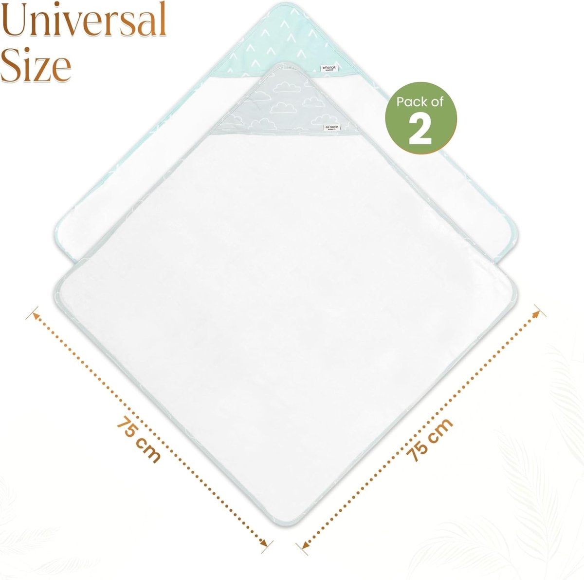 Baby Hooded Towel, Premium Bamboo Infant, 2 - Pack, 75x75 cm, Soft Newborn Bath with Hood for Baby Girls & Boys (Seafoam Green/Baby Blue, 75x75) - LittleTreasures