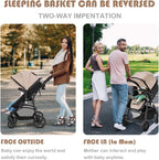 BABY JOY Baby Stroller, 2 In 1 Convertible Carriage Bassinet to Stroller, Pushchair with Foot Cover, Cup Holder, Large Storage Space, Wheels Suspension, 5 - Point Harness (Light Coffee) - LittleTreasures