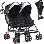BABY JOY Double Umbrella Stroller, Lightweight Travel Side by Side Twin Stroller with Large Storage, Cup Holder, 5 - Point Safety Harness, Adjustable Canopy & Compact Fold for Infant and Toddler - LittleTreasures