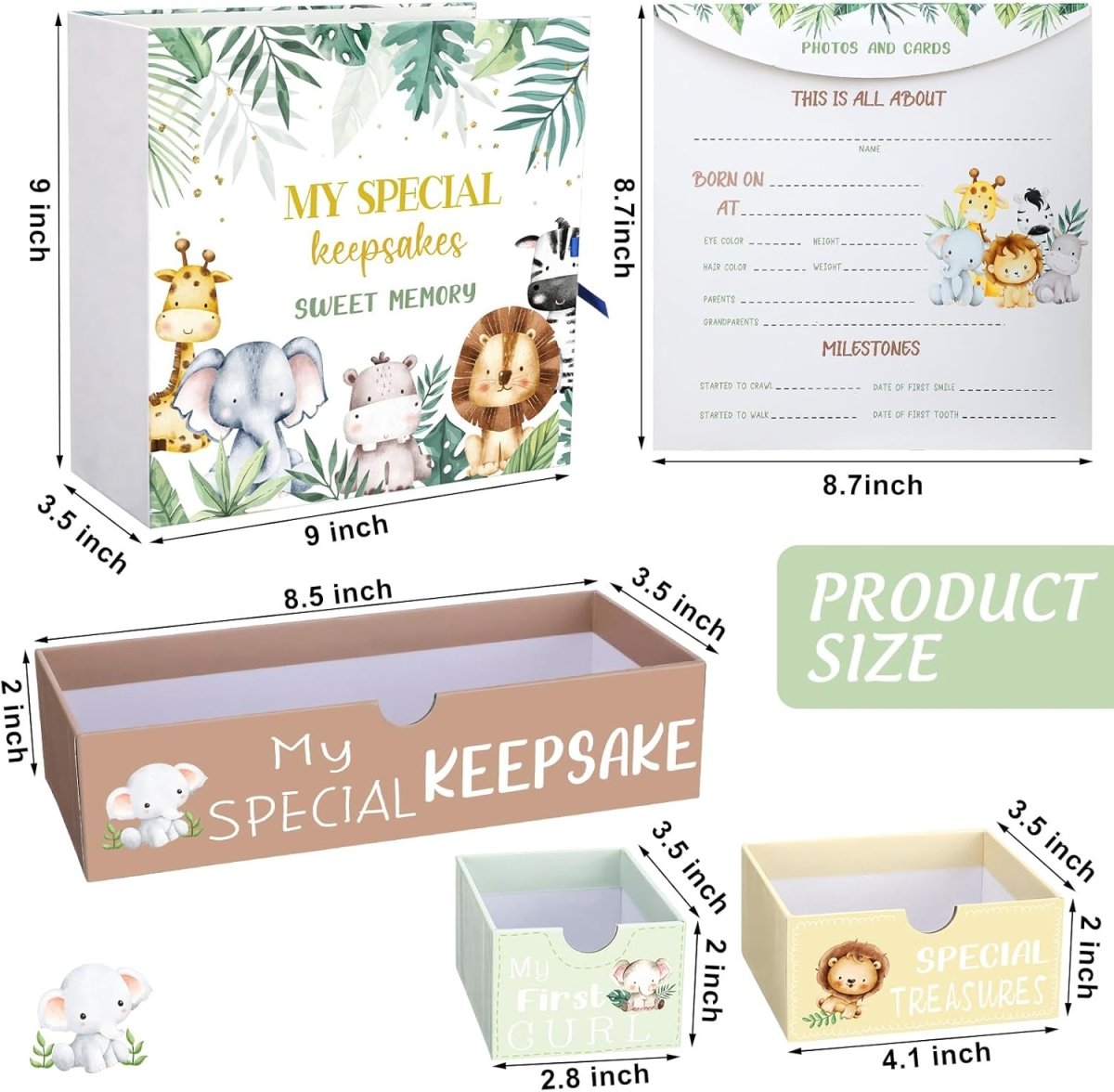 Baby Keepsake Box Newborn Memory Organizer with 9 Labeled Compartments Newborn First Keepsake Book Gift Box for Pregnancy Gender Neutral Baby Shower Maternity - LittleTreasures