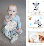 Baby Shower Gifts, Baby Boy Gifts Basket Includes Newborn Blanket Baby Lovey Security Blanket Wooden Rattle Toy, Funny Baby Bibs Socks & Greeting Card - Baby Gift Set Newborn Shower Basket - LittleTreasures