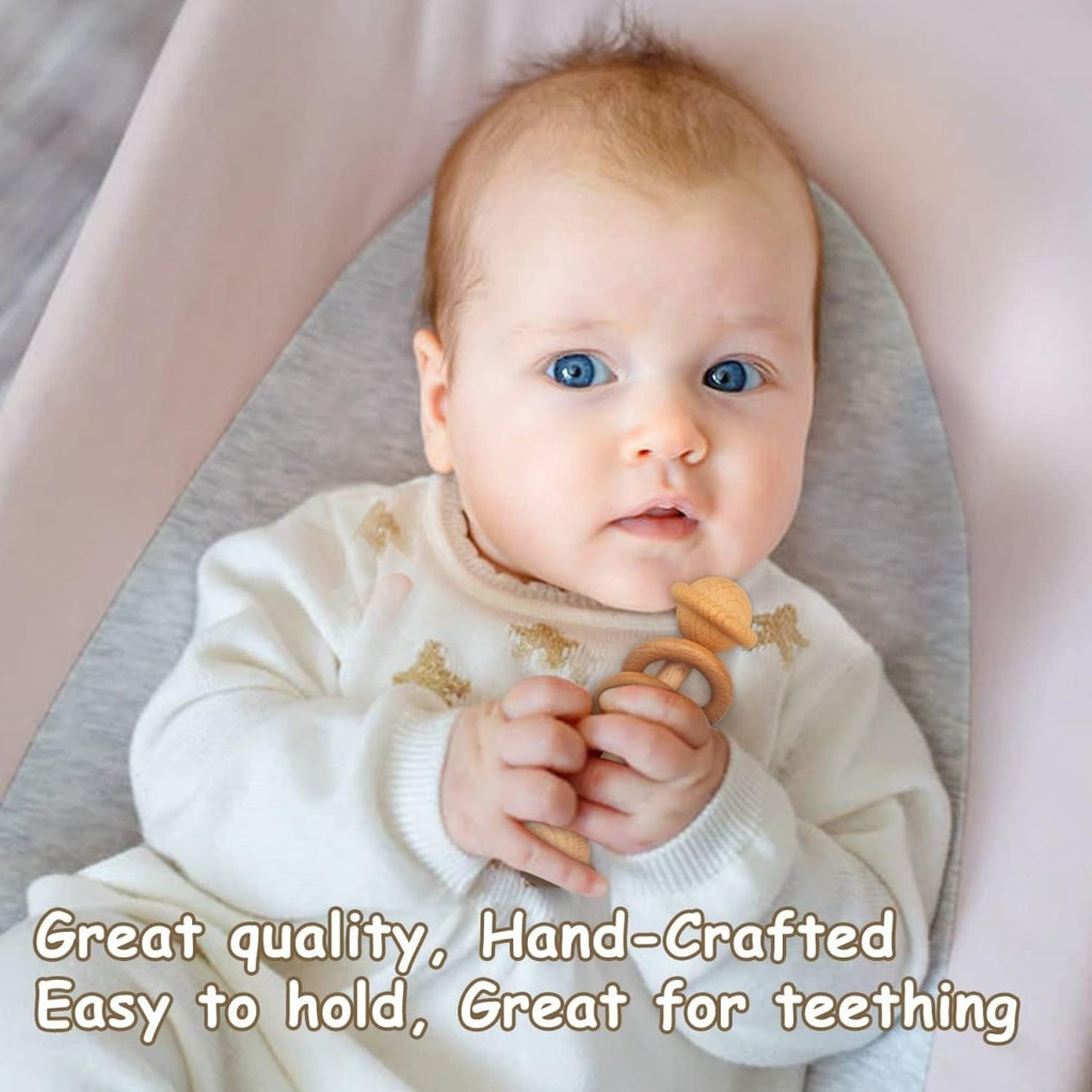 Baby Shower Gifts, Baby Boy Gifts Basket Includes Newborn Blanket Baby Lovey Security Blanket Wooden Rattle Toy, Funny Baby Bibs Socks & Greeting Card - Baby Gift Set Newborn Shower Basket - LittleTreasures