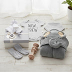 Baby Shower Gifts, Baby Boy Girl Gift Box Set Newborn Baby Blanket , Newborn Lovey Security Blanket, Baby Wooden Rattle Toy, New Born clothes Bibs Socks - LittleTreasures