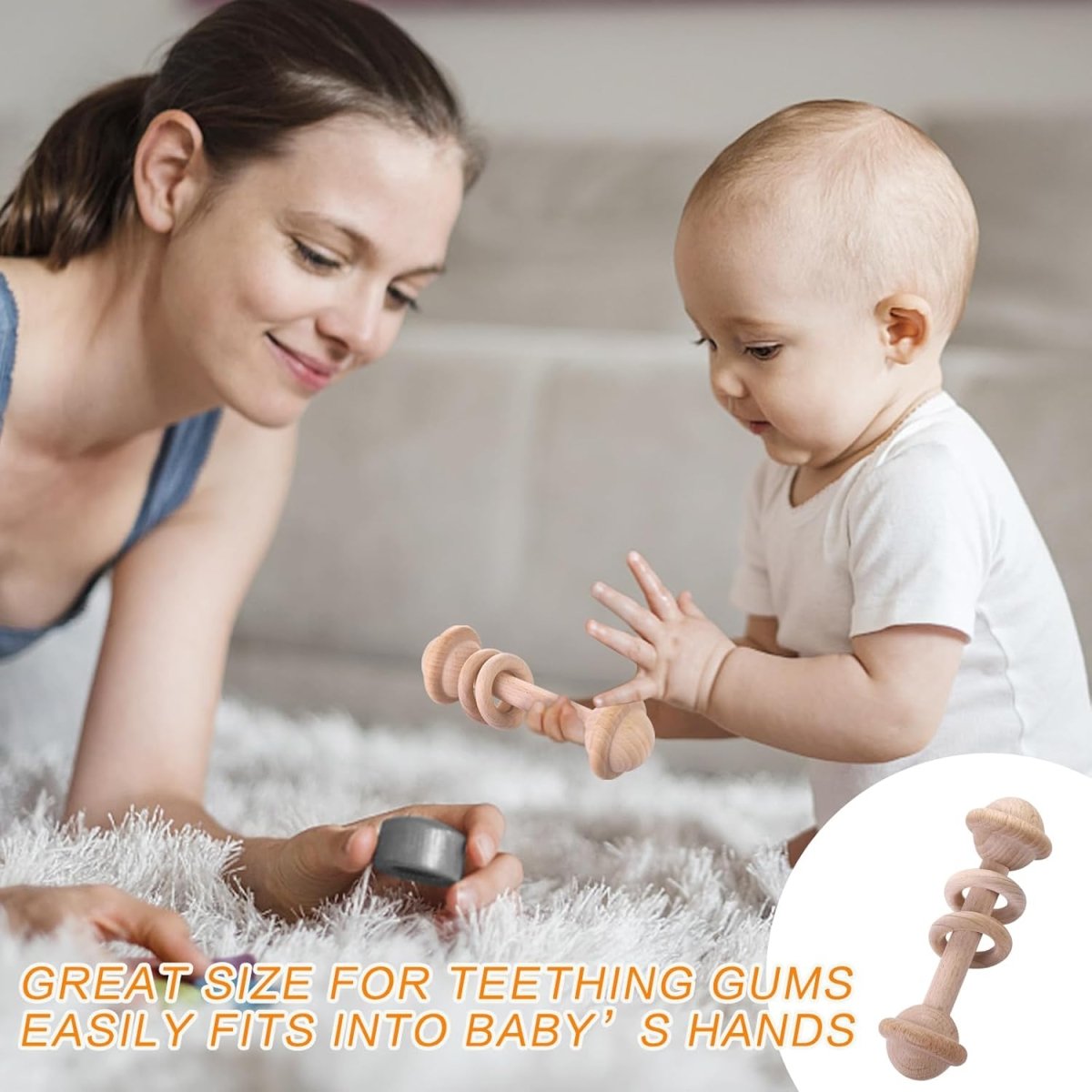 Baby Shower Gifts, Baby Boy Girl Gift Box Set Newborn Baby Blanket , Newborn Lovey Security Blanket, Baby Wooden Rattle Toy, New Born clothes Bibs Socks - LittleTreasures