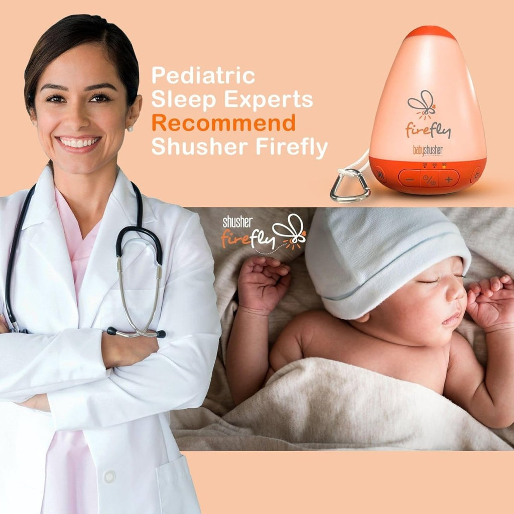 baby Shusher Firefly Soother for Crying Infants with Nightlight - White Noise Sound Machine, Sleep Aid for Newborns, Crib Essentials, USB Rechargeable - 1 Count - LittleTreasures