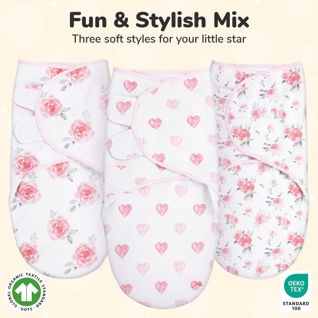 Baby Swaddle Sack, Organic Swaddle Blanket, Newborn Swaddle Sleep Sacks, Adjustable Infant Swaddle Wrap, Easy Swaddles for Boy Girl 0 - 3 Month, Baby Essentials, Nursery Swaddling, 3 - Pack, Grey - LittleTreasures