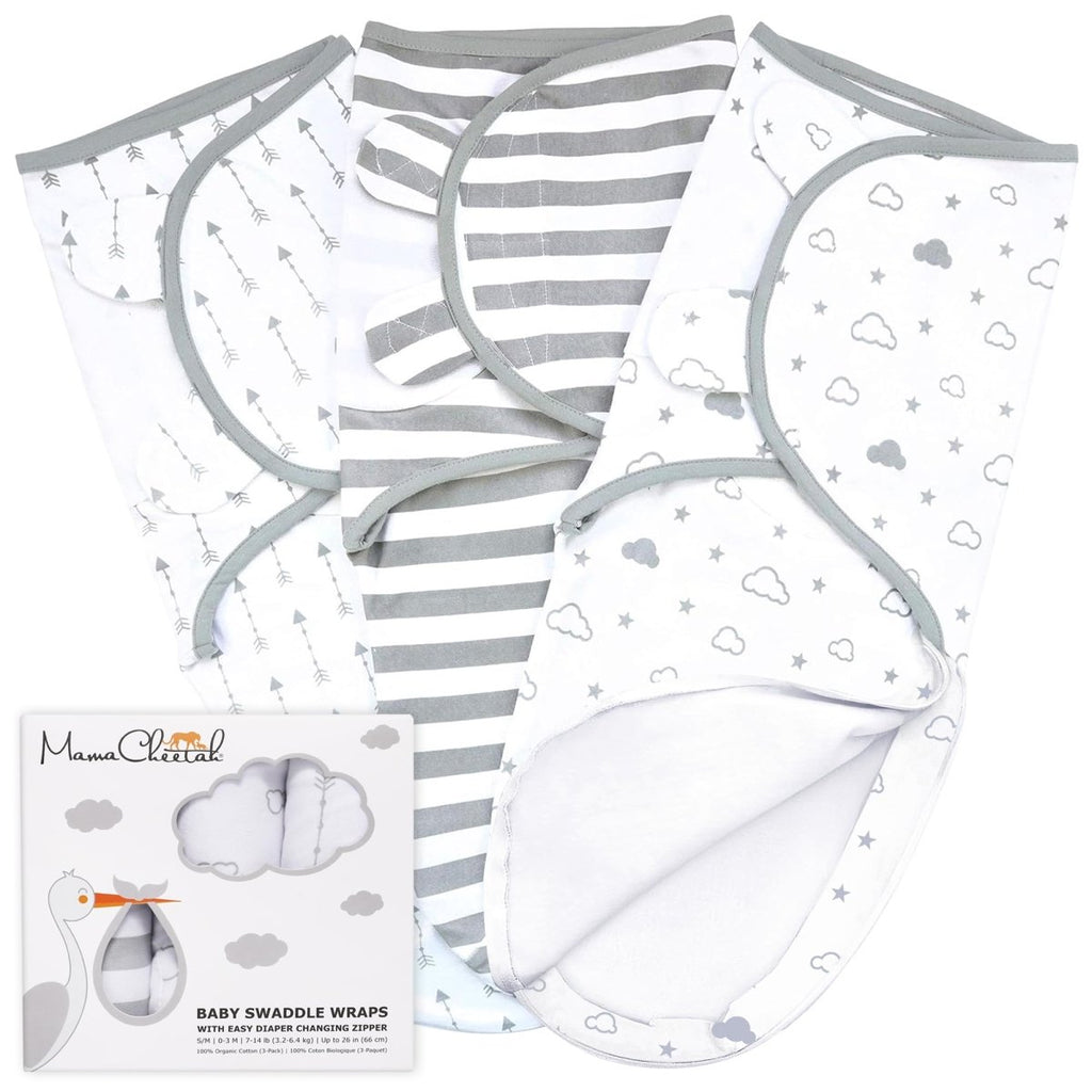 Baby Swaddle Sack, Organic Swaddle Blanket, Newborn Swaddle Sleep Sacks, Adjustable Infant Swaddle Wrap, Easy Swaddles for Boy Girl 0 - 3 Month, Baby Essentials, Nursery Swaddling, 3 - Pack, Grey - LittleTreasures