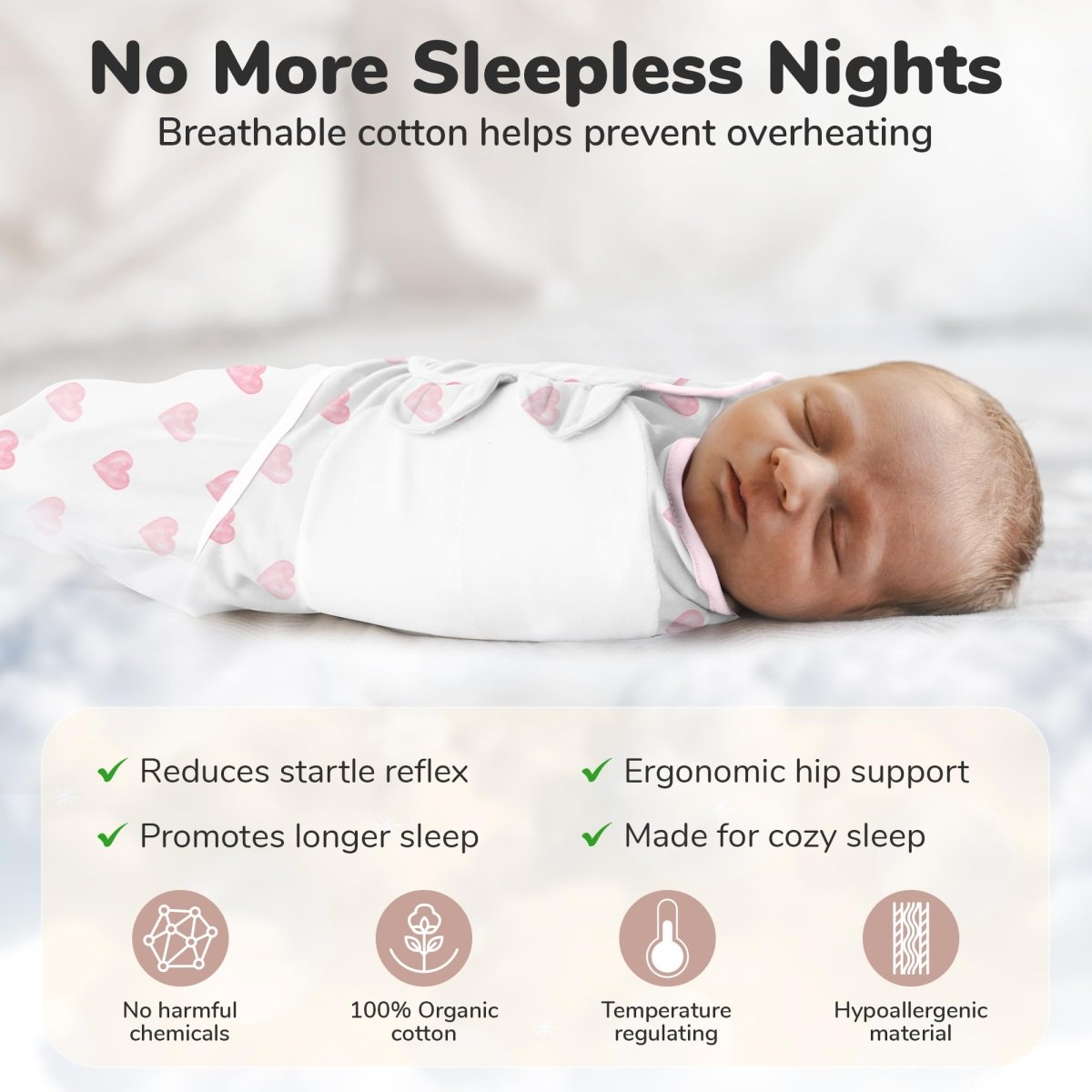 Baby Swaddle Sack, Organic Swaddle Blanket, Newborn Swaddle Sleep Sacks, Adjustable Infant Swaddle Wrap, Easy Swaddles for Boy Girl 0 - 3 Month, Baby Essentials, Nursery Swaddling, 3 - Pack, Grey - LittleTreasures