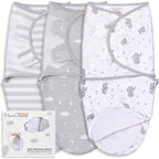 Baby Swaddle Sack, Organic Swaddle Blanket, Newborn Swaddle Sleep Sacks, Adjustable Infant Swaddle Wrap, Easy Swaddles for Boy Girl 0 - 3 Month, Baby Essentials, Nursery Swaddling, 3 - Pack, Grey - LittleTreasures