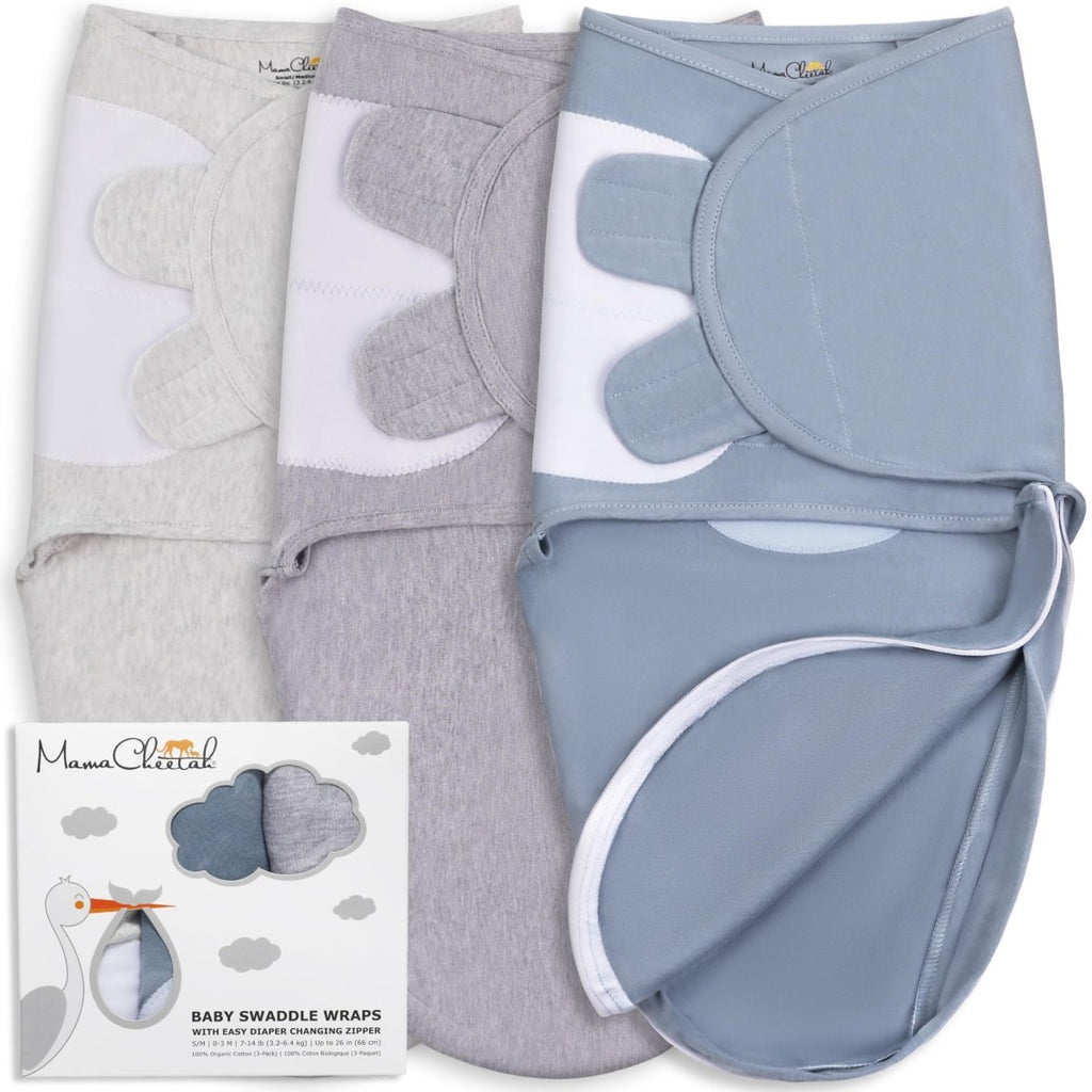 Baby Swaddle Sack, Organic Swaddle Blanket, Newborn Swaddle Sleep Sacks, Adjustable Infant Swaddle Wrap, Easy Swaddles for Boy Girl 0 - 3 Month, Baby Essentials, Nursery Swaddling, 3 - Pack, Grey - LittleTreasures