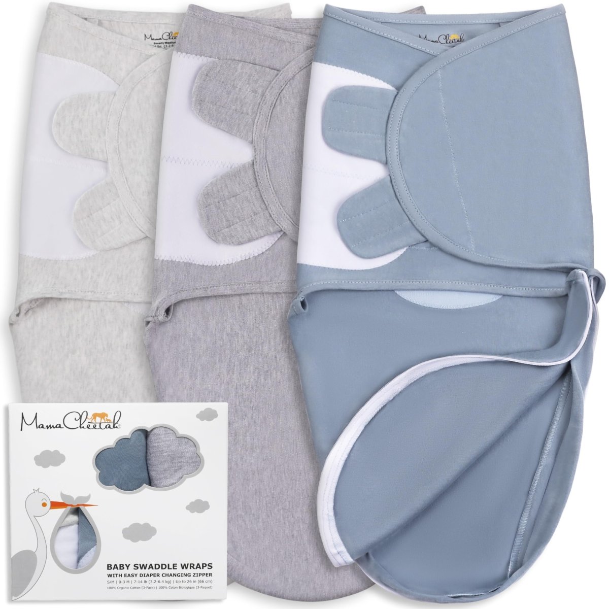 Baby Swaddle Sack, Organic Swaddle Blanket, Newborn Swaddle Sleep Sacks, Adjustable Infant Swaddle Wrap, Easy Swaddles for Boy Girl 0 - 3 Month, Baby Essentials, Nursery Swaddling, 3 - Pack, Grey - LittleTreasures