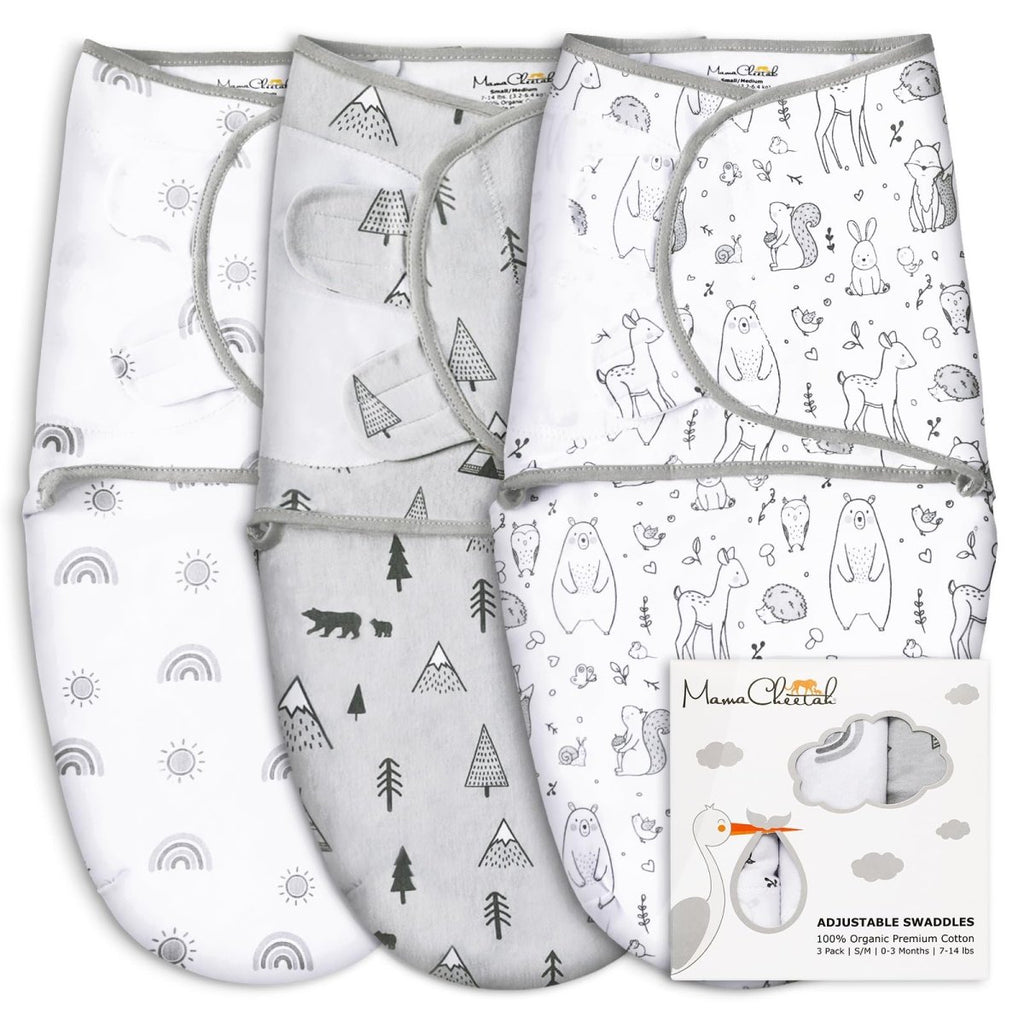 Baby Swaddle Sack, Organic Swaddle Blanket, Newborn Swaddle Sleep Sacks, Adjustable Infant Swaddle Wrap, Easy Swaddles for Boy Girl 0 - 3 Month, Baby Essentials, Nursery Swaddling, 3 - Pack, Grey - LittleTreasures