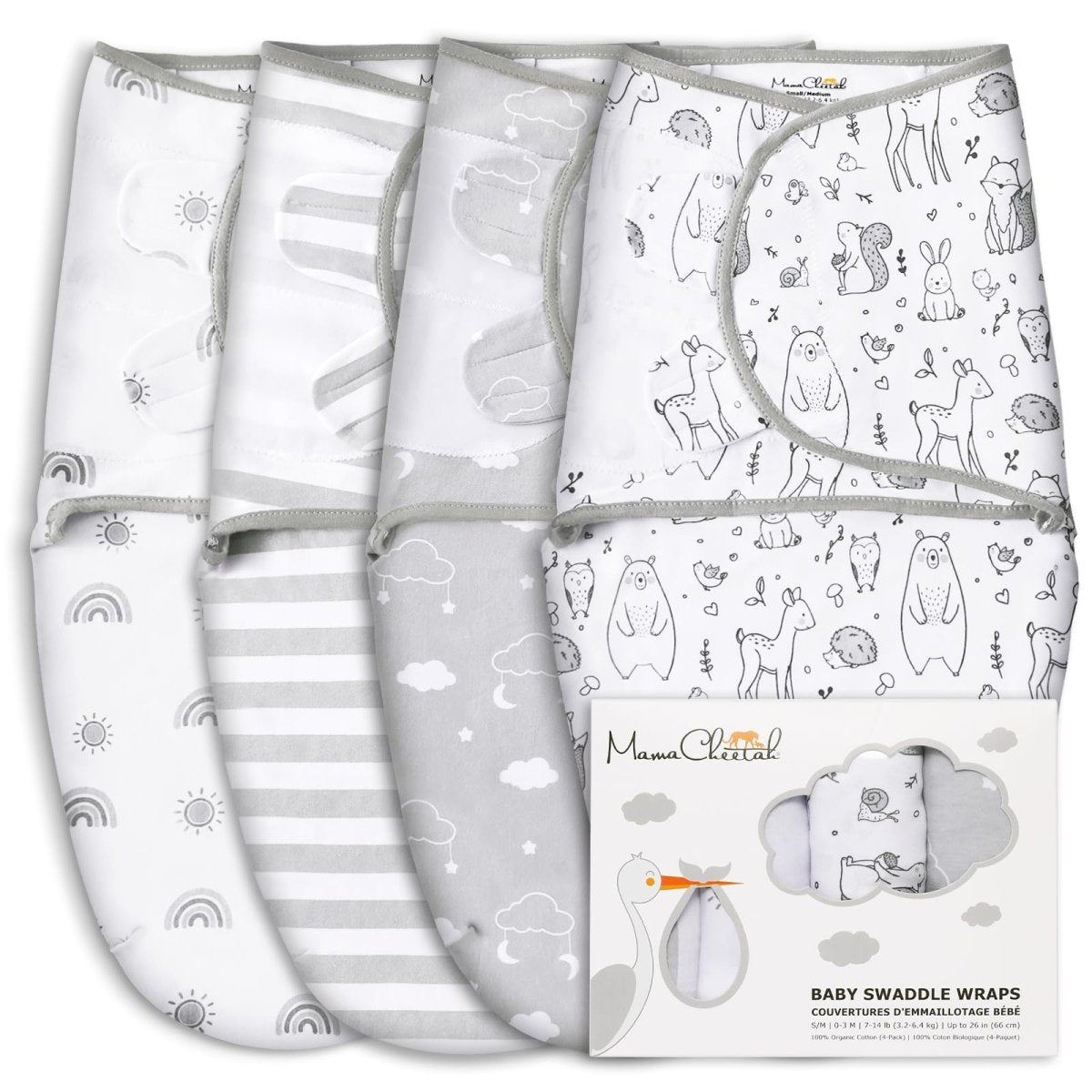 Baby Swaddle Sack, Organic Swaddle Blanket, Newborn Swaddle Sleep Sacks, Adjustable Infant Swaddle Wrap, Easy Swaddles for Boy Girl 0 - 3 Month, Baby Essentials, Nursery Swaddling, 3 - Pack, Grey - LittleTreasures