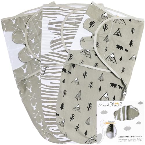 Baby Swaddle Sack, Organic Swaddle Blanket, Newborn Swaddle Sleep Sacks, Adjustable Infant Swaddle Wrap, Easy Swaddles for Boy Girl 0 - 3 Month, Baby Essentials, Nursery Swaddling, 3 - Pack, Grey - LittleTreasures