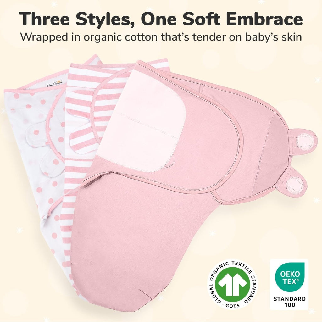 Baby Swaddle Sack, Organic Swaddle Blanket, Newborn Swaddle Sleep Sacks, Adjustable Infant Swaddle Wrap, Easy Swaddles for Boy Girl 0 - 3 Month, Baby Essentials, Nursery Swaddling, 3 - Pack, Grey - LittleTreasures