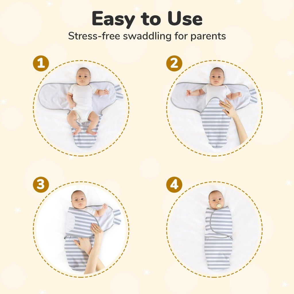 Baby Swaddle Sack, Organic Swaddle Blanket, Newborn Swaddle Sleep Sacks, Adjustable Infant Swaddle Wrap, Easy Swaddles for Boy Girl 0 - 3 Month, Baby Essentials, Nursery Swaddling, 3 - Pack, Grey - LittleTreasures