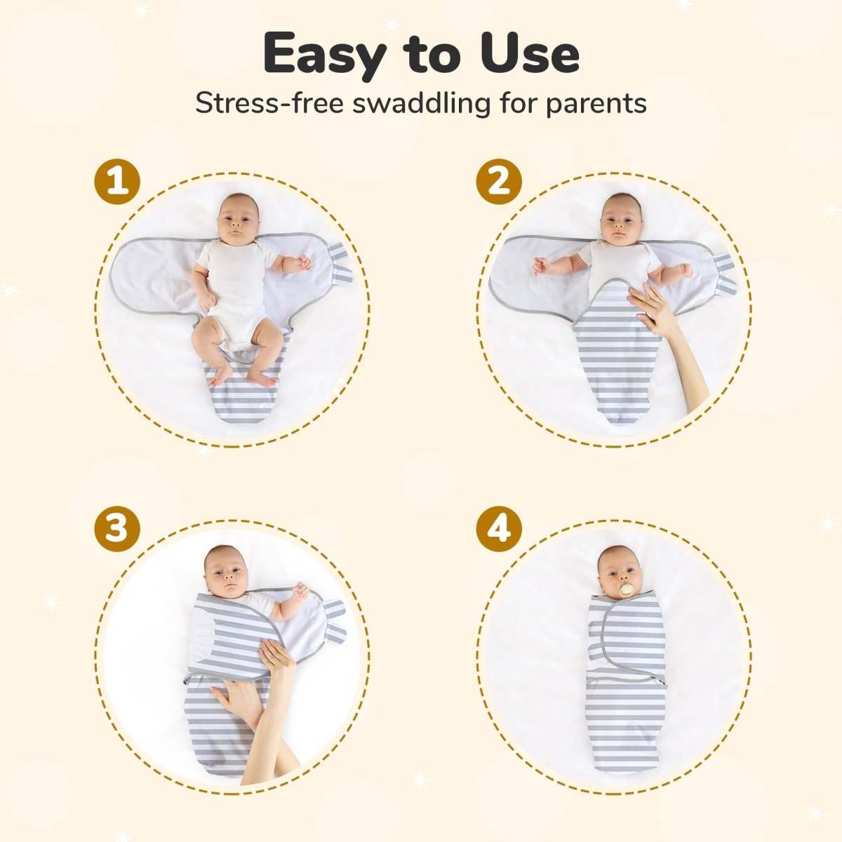 Baby Swaddle Sack, Organic Swaddle Blanket, Newborn Swaddle Sleep Sacks, Adjustable Infant Swaddle Wrap, Easy Swaddles for Boy Girl 0 - 3 Month, Baby Essentials, Nursery Swaddling, 3 - Pack, Grey - LittleTreasures