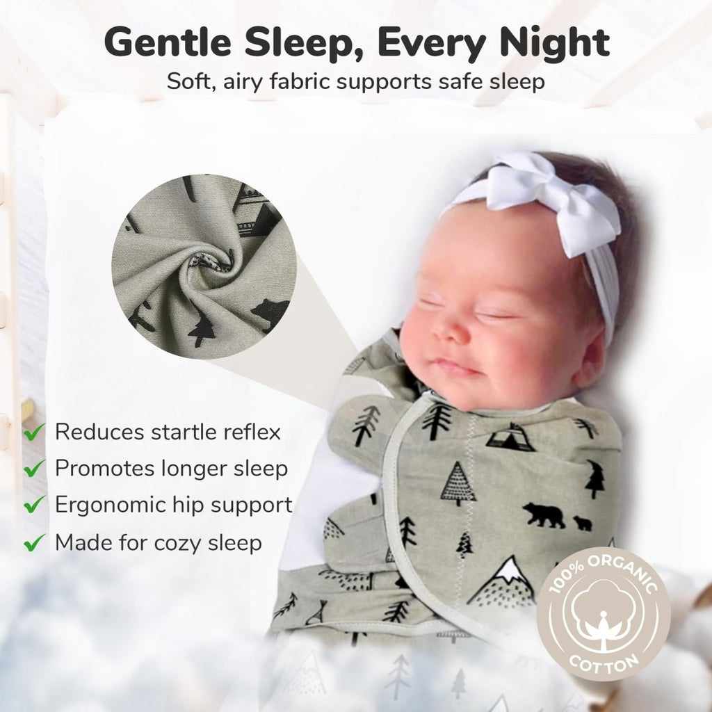 Baby Swaddle Sack, Organic Swaddle Blanket, Newborn Swaddle Sleep Sacks, Adjustable Infant Swaddle Wrap, Easy Swaddles for Boy Girl 0 - 3 Month, Baby Essentials, Nursery Swaddling, 3 - Pack, Grey - LittleTreasures