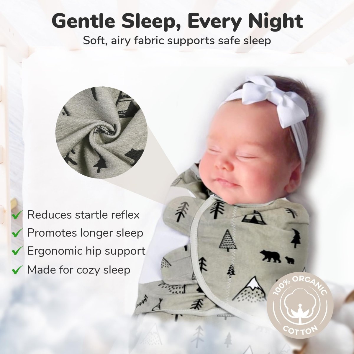 Baby Swaddle Sack, Organic Swaddle Blanket, Newborn Swaddle Sleep Sacks, Adjustable Infant Swaddle Wrap, Easy Swaddles for Boy Girl 0 - 3 Month, Baby Essentials, Nursery Swaddling, 3 - Pack, Grey - LittleTreasures