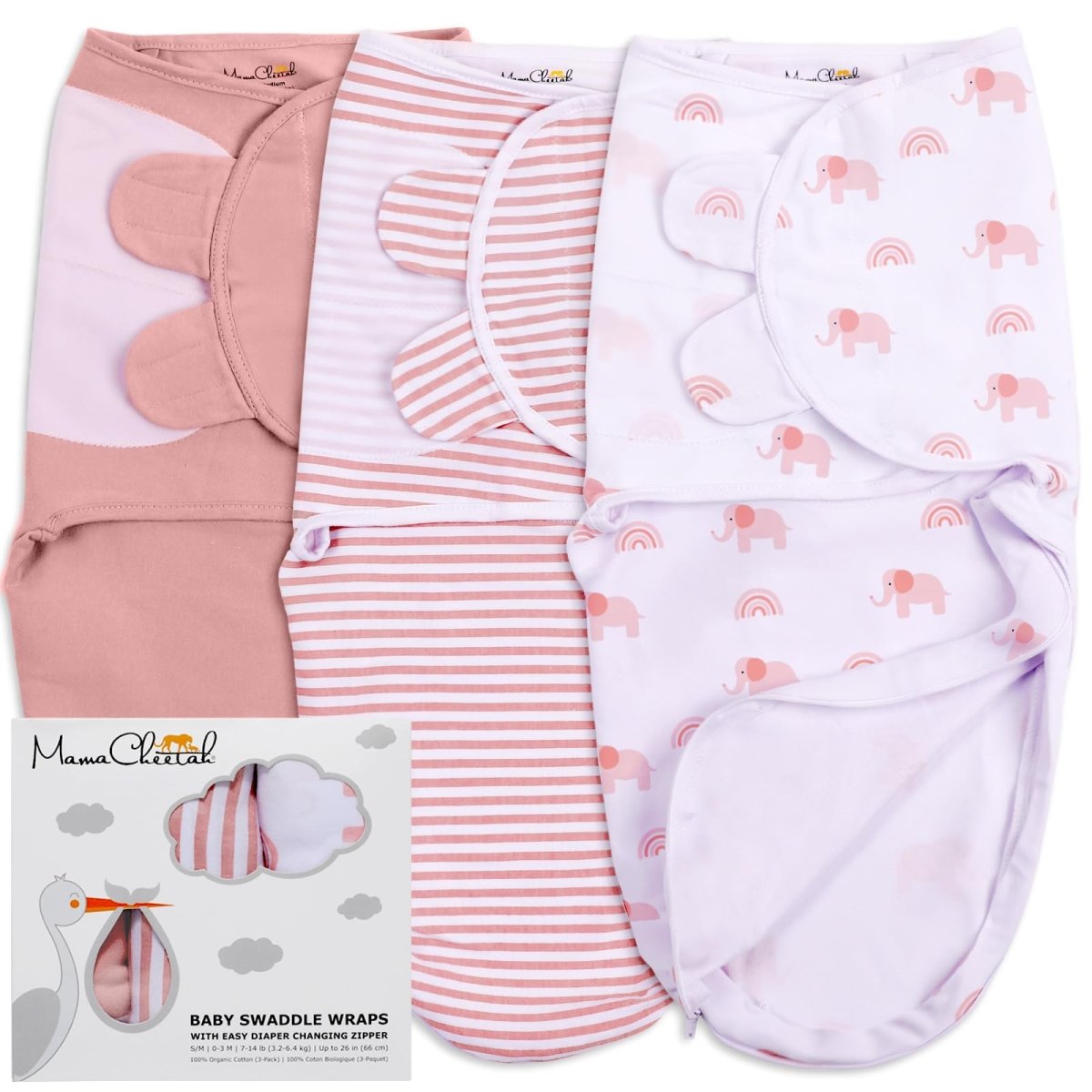 Baby Swaddle Sack, Organic Swaddle Blanket, Newborn Swaddle Sleep Sacks, Adjustable Infant Swaddle Wrap, Easy Swaddles for Boy Girl 0 - 3 Month, Baby Essentials, Nursery Swaddling, 3 - Pack, Grey - LittleTreasures