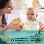 Baby Works Disposable Bibs with Crumb Catcher, 20 Count - Biodegradable and Compostable Baby Bibs - Quilted and Leak - Proof - LittleTreasures