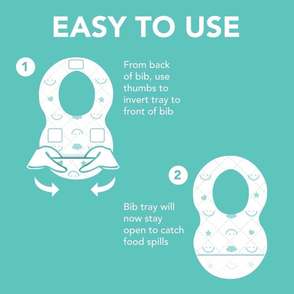 Baby Works Disposable Bibs with Crumb Catcher, 20 Count - Biodegradable and Compostable Baby Bibs - Quilted and Leak - Proof - LittleTreasures