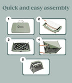 Babymoov Moov & Comfy 3 - in - 1 Lightweight Travel Crib, Baby Play Yard, and Infant Bassinet (Certified for Overnight Sleep in The U.S & Canada) - LittleTreasures