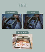 Babymoov Moov & Comfy 3 - in - 1 Lightweight Travel Crib, Baby Play Yard, and Infant Bassinet (Certified for Overnight Sleep in The U.S & Canada) - LittleTreasures