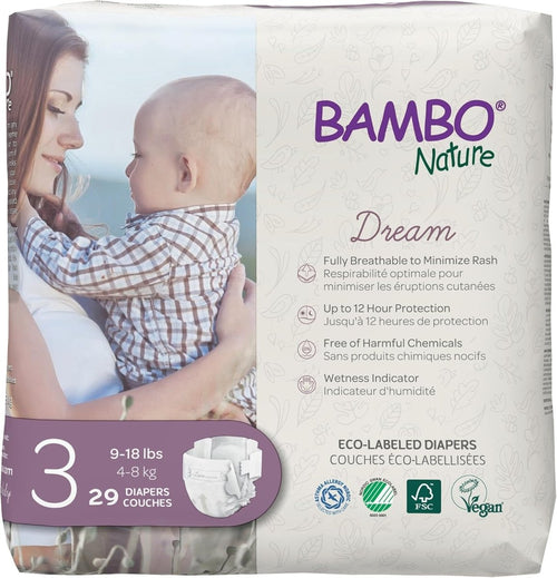 Bambo Nature Hypoallergenic Baby Diapers, Eco - Labeled Diapers, Enhanced Leakage Protection, Totally Chlorine - free, Skin Friendly, and Super Absorbent - Size 3 (29 Count) - LittleTreasures