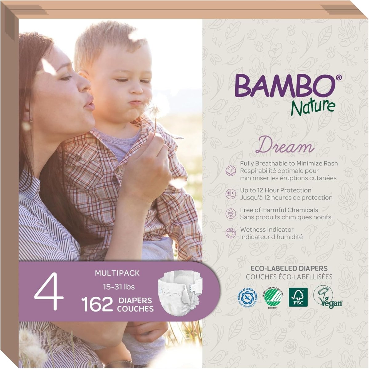 Bambo Nature Premium Baby Diapers (SIZES 0 TO 6 AVAILABLE), Size 1, 36 Count - LittleTreasures