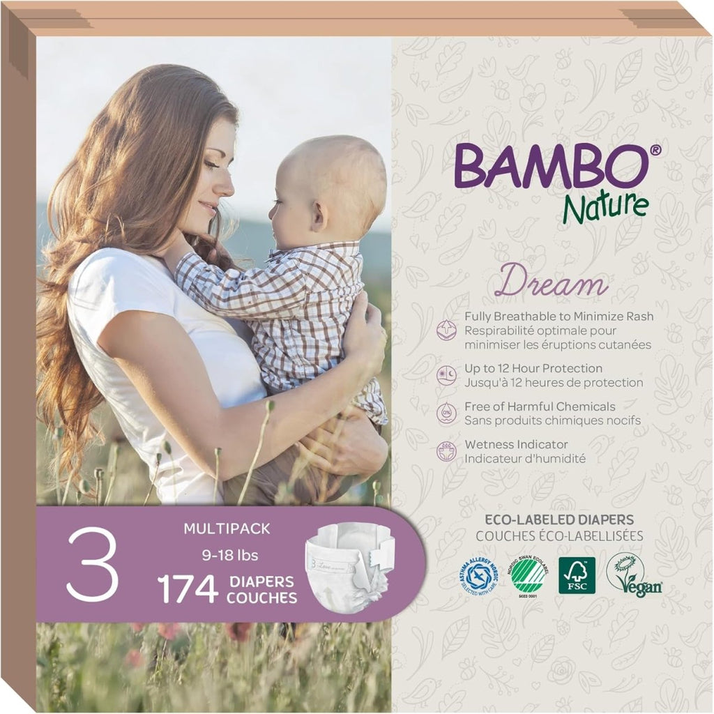 Bambo Nature Premium Baby Diapers (SIZES 0 TO 6 AVAILABLE), Size 1, 36 Count - LittleTreasures