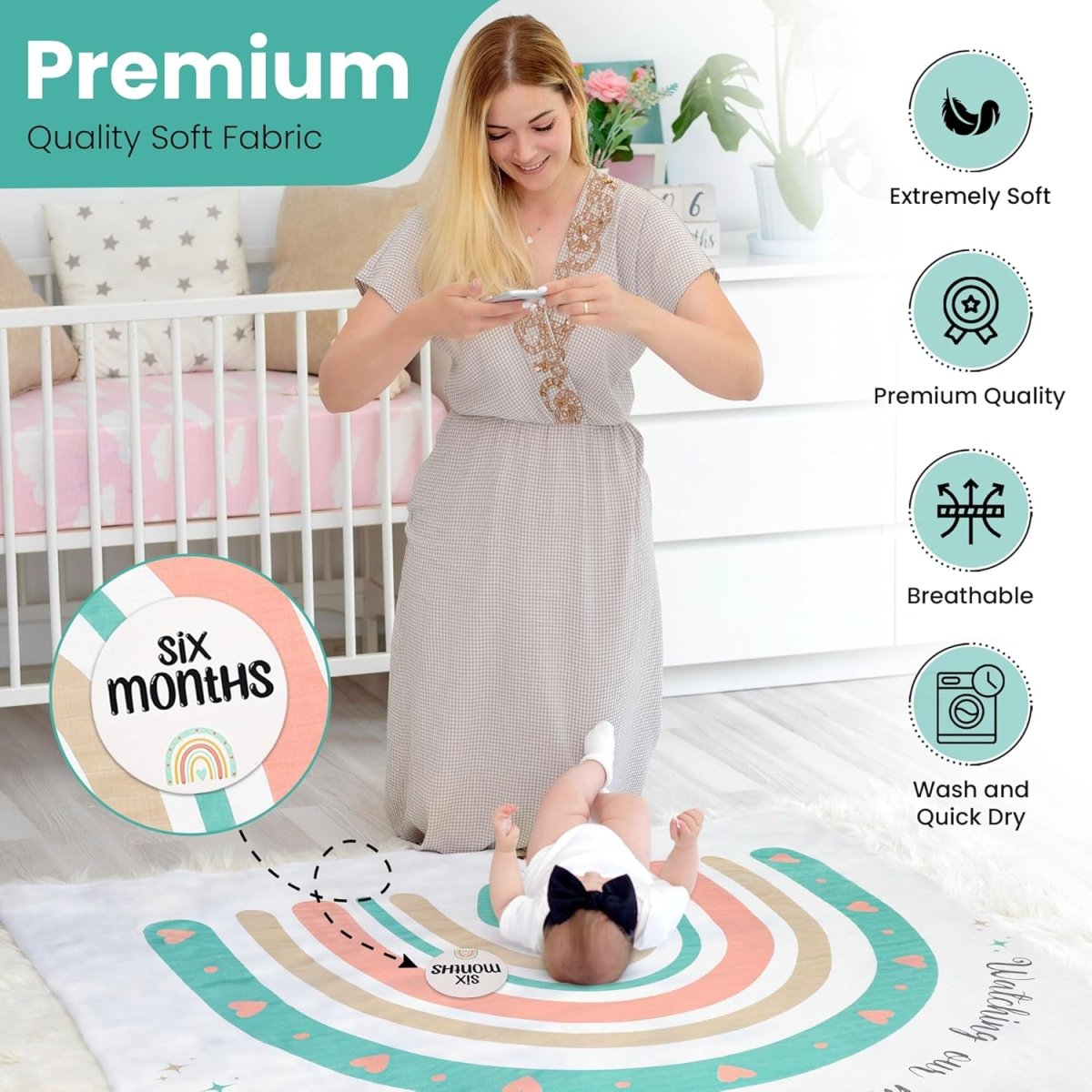 Bamboo Baby Milestone Blanket - Eco - Friendly, Soft & Breathable - LittleTreasures