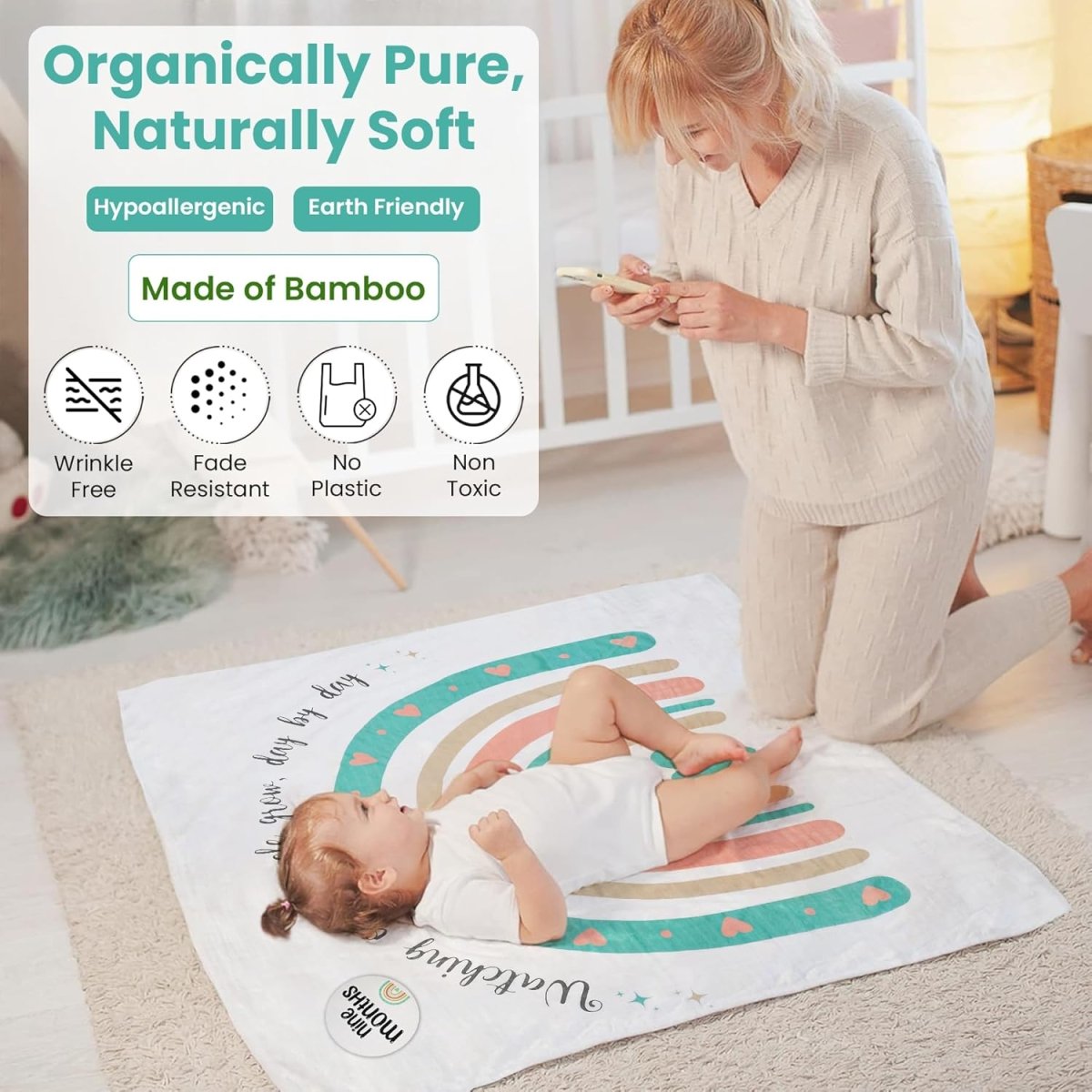 Bamboo Baby Milestone Blanket - Eco - Friendly, Soft & Breathable - LittleTreasures