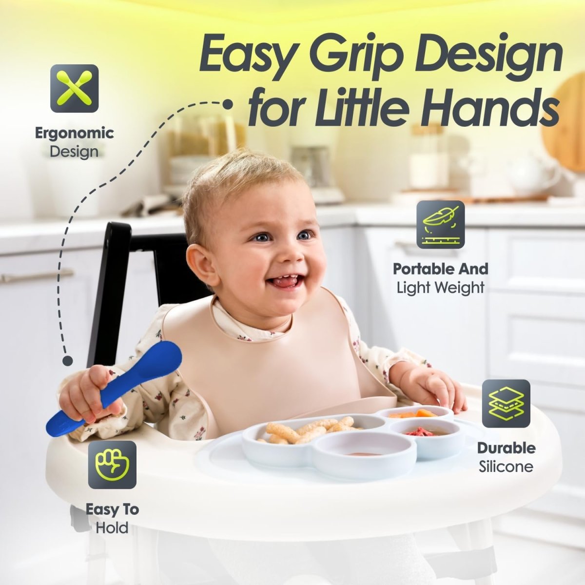 bblüv Spoön: Safe Silicone Baby Spoons for Self - Feeding Fun - LittleTreasures