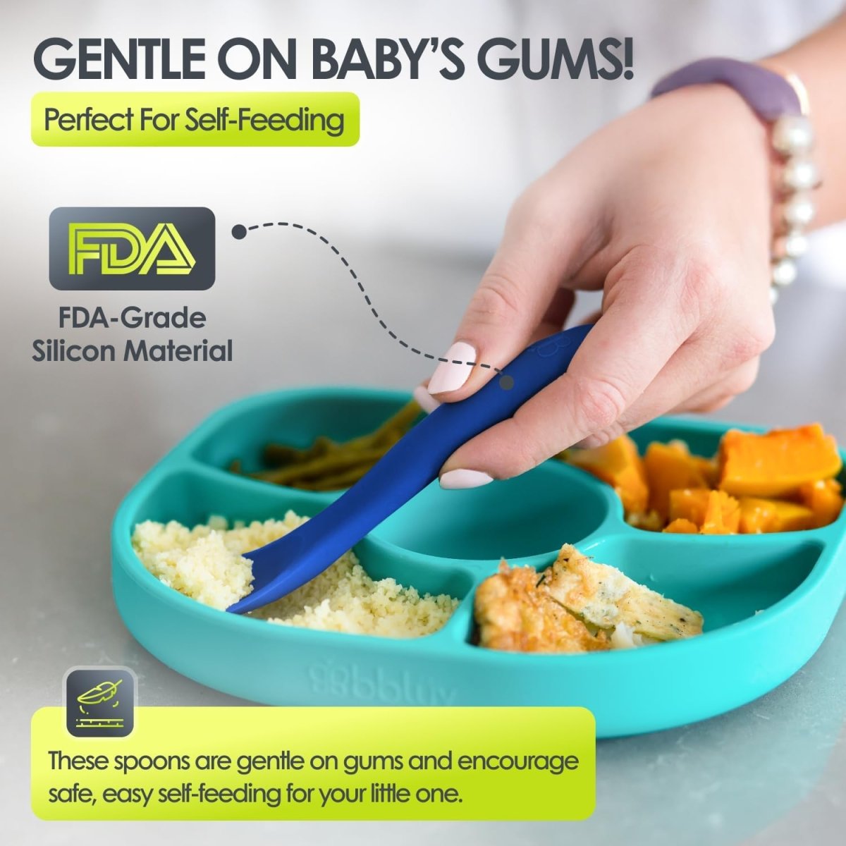 bblüv Spoön: Safe Silicone Baby Spoons for Self - Feeding Fun - LittleTreasures