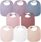Bearmoss 8 - Pack Cotton Muslin Baby Bibs – Soft, Absorbent & Adjustable - LittleTreasures