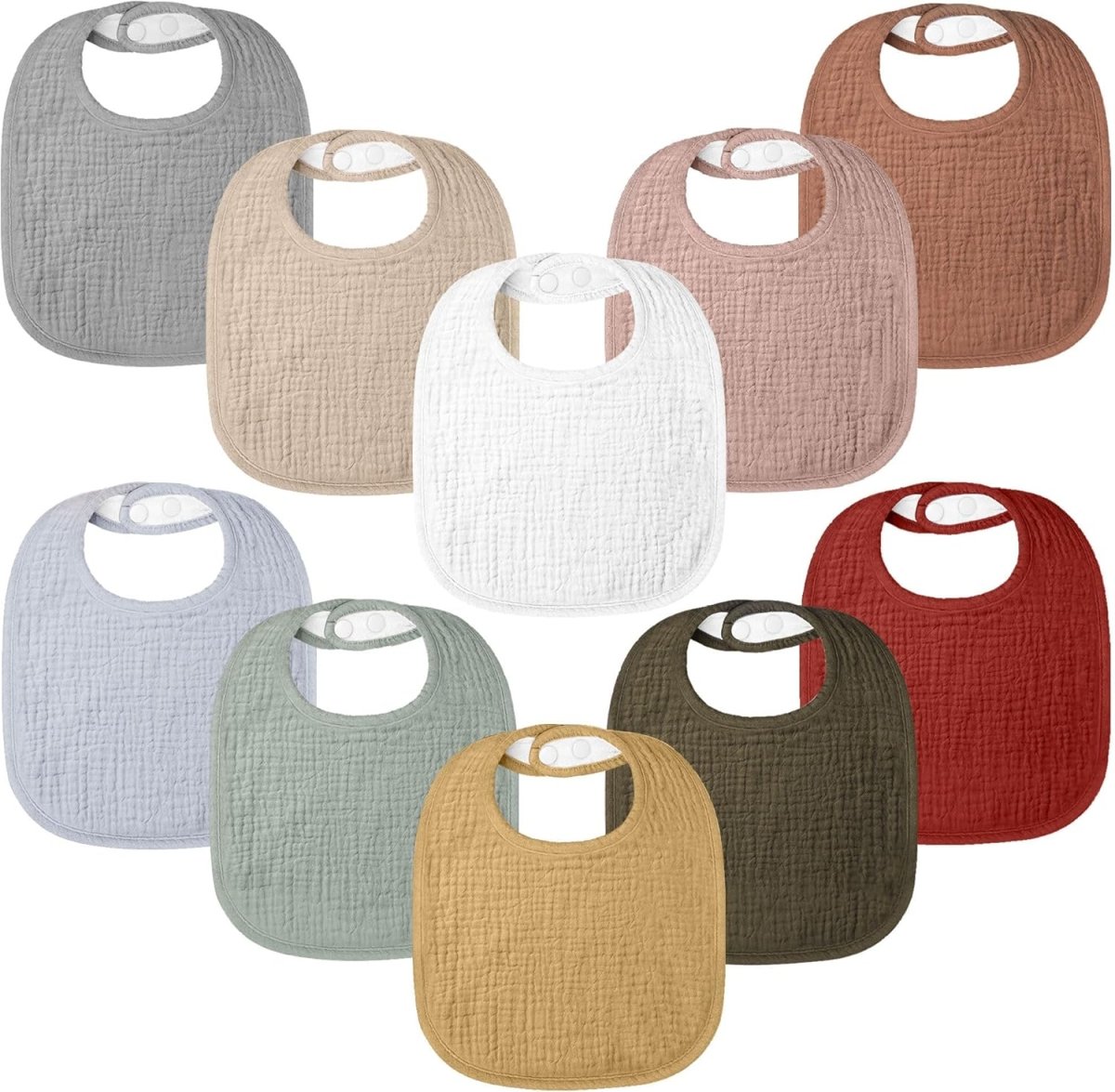 Bearmoss 8 - Pack Cotton Muslin Baby Bibs – Soft, Absorbent & Adjustable - LittleTreasures