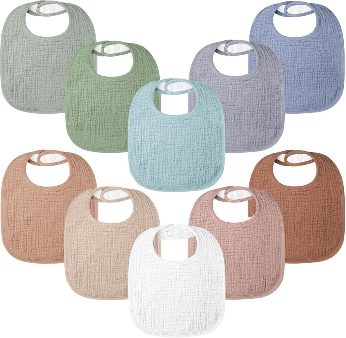 Bearmoss 8 - Pack Cotton Muslin Baby Bibs – Soft, Absorbent & Adjustable - LittleTreasures