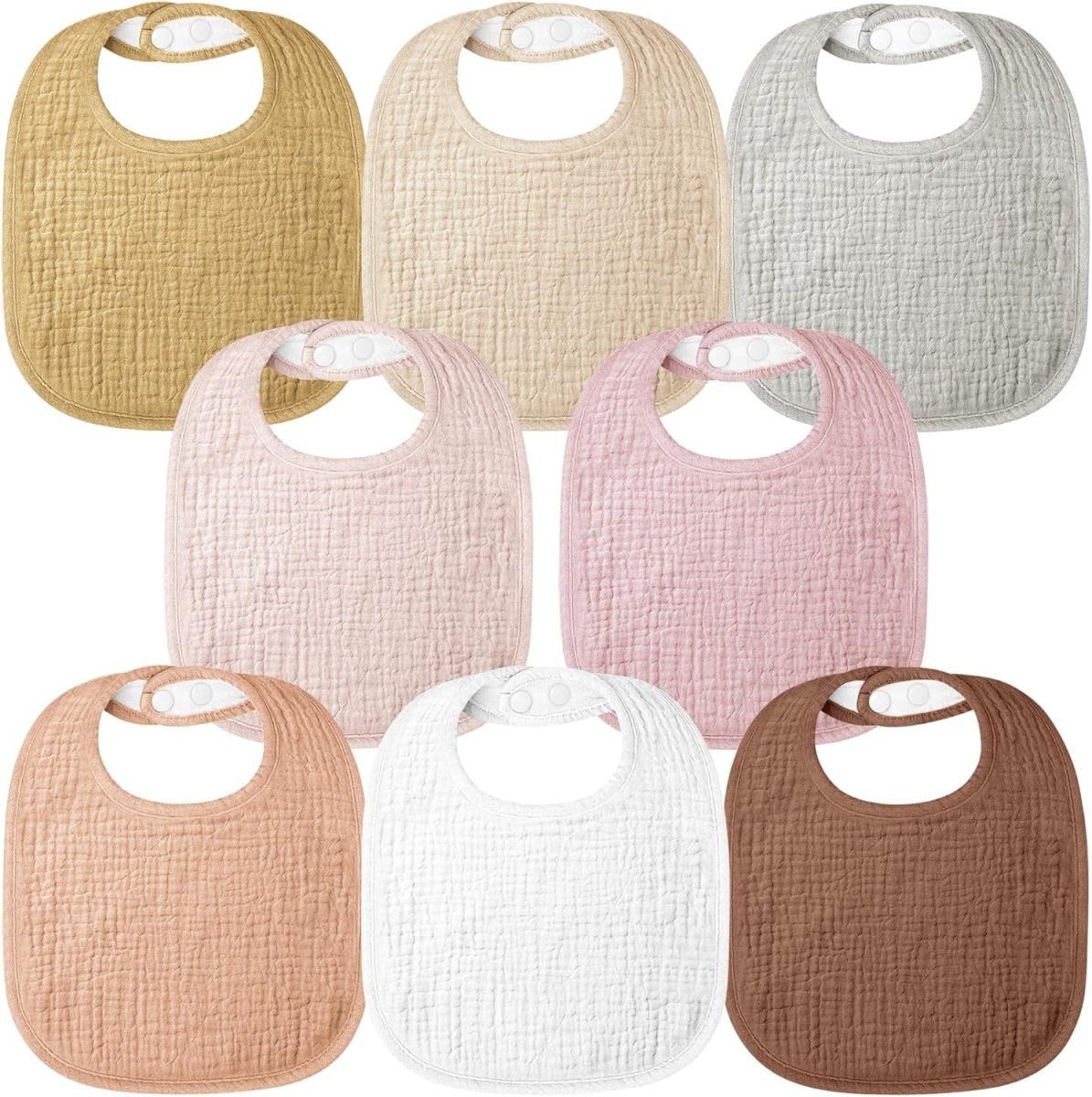 Bearmoss 8 - Pack Cotton Muslin Baby Bibs – Soft, Absorbent & Adjustable - LittleTreasures