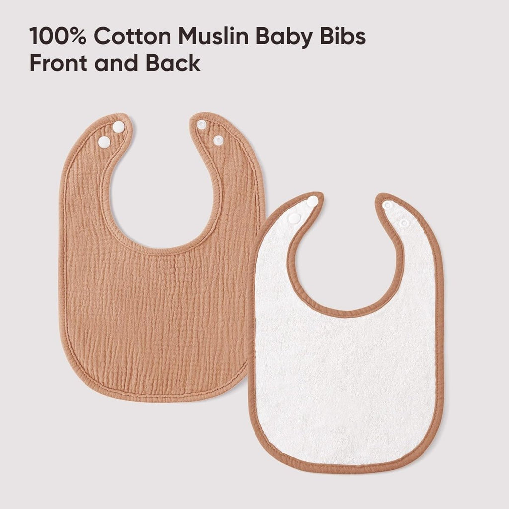 Bearmoss 8 - Pack Cotton Muslin Baby Bibs – Soft, Absorbent & Adjustable - LittleTreasures