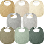 Bearmoss 8 - Pack Cotton Muslin Baby Bibs – Soft, Absorbent & Adjustable - LittleTreasures