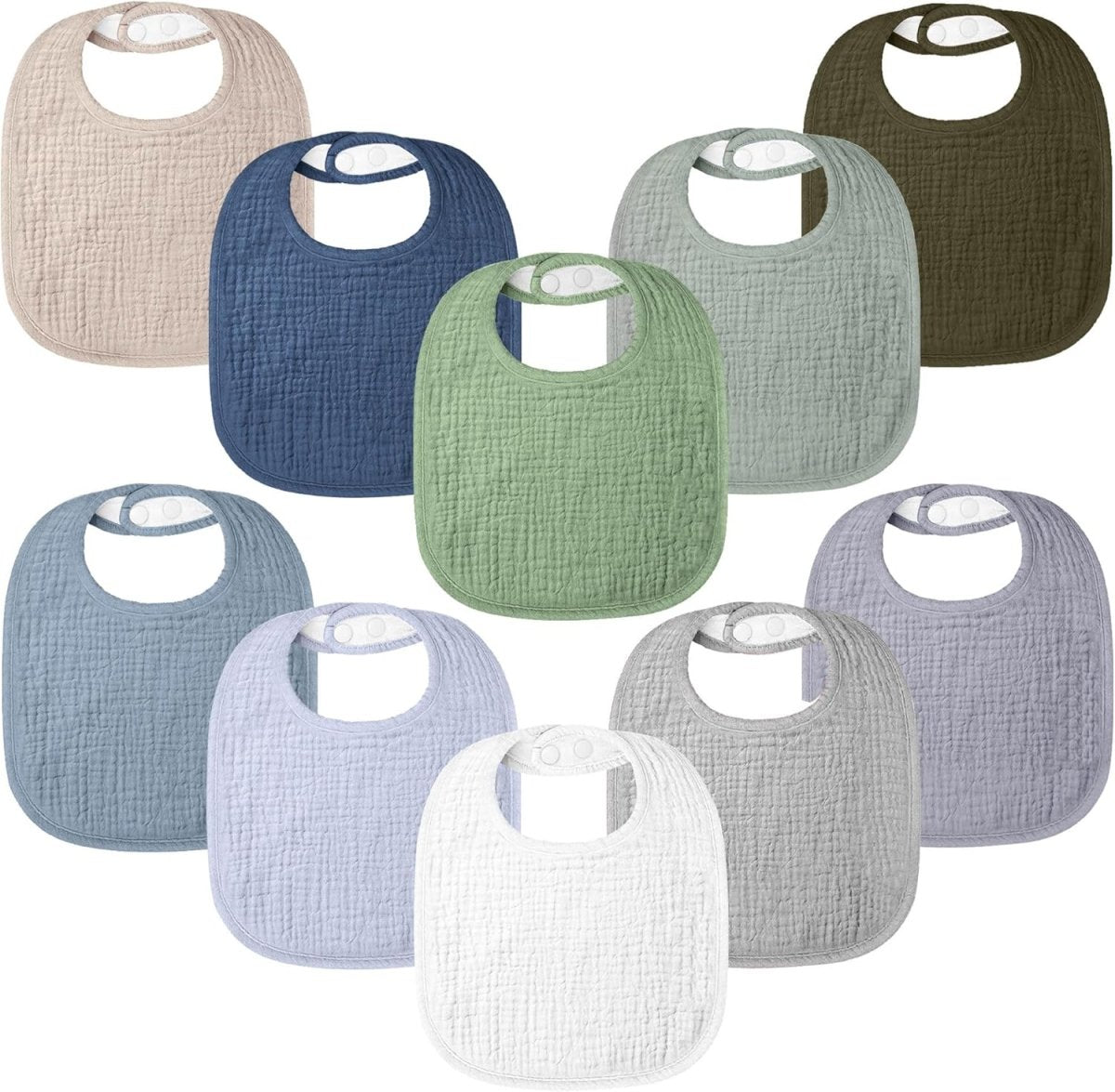 Bearmoss 8 - Pack Cotton Muslin Baby Bibs – Soft, Absorbent & Adjustable - LittleTreasures