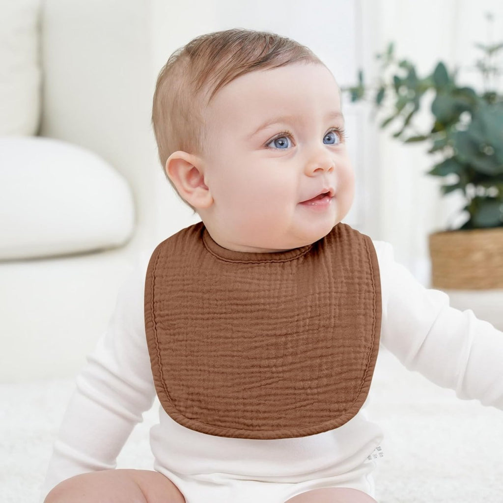 Bearmoss 8 - Pack Cotton Muslin Baby Bibs – Soft, Absorbent & Adjustable - LittleTreasures