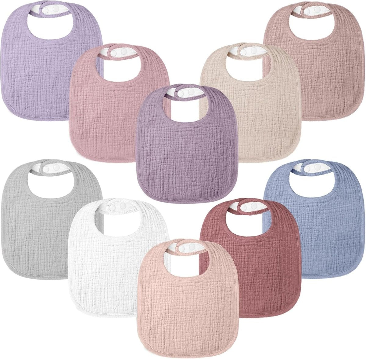 Bearmoss Cotton Muslin Baby Bibs - 8 - Pack, Absorbent & Adjustable - LittleTreasures